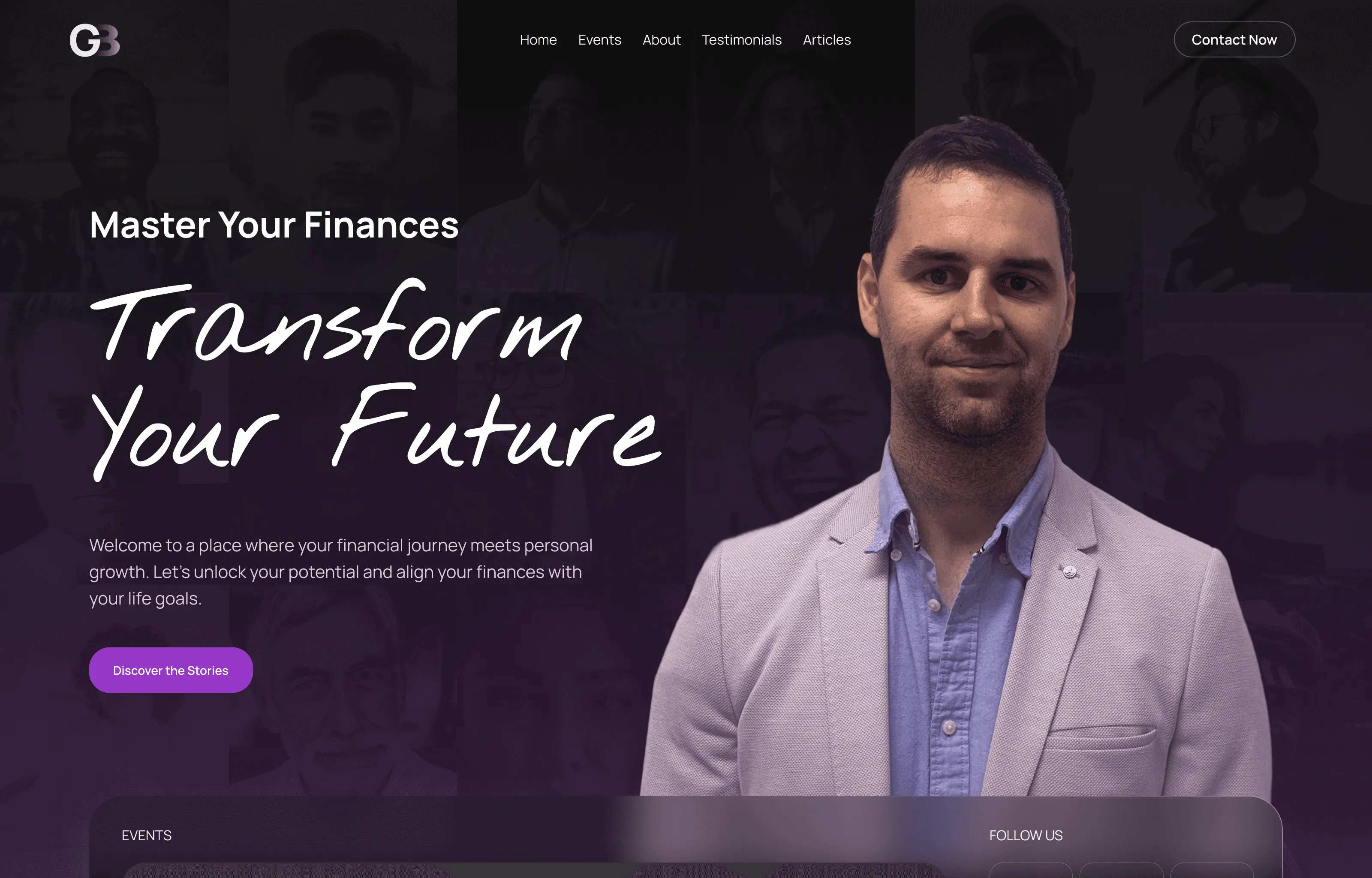 Desain website coaching keuangan “Transform Your Future”