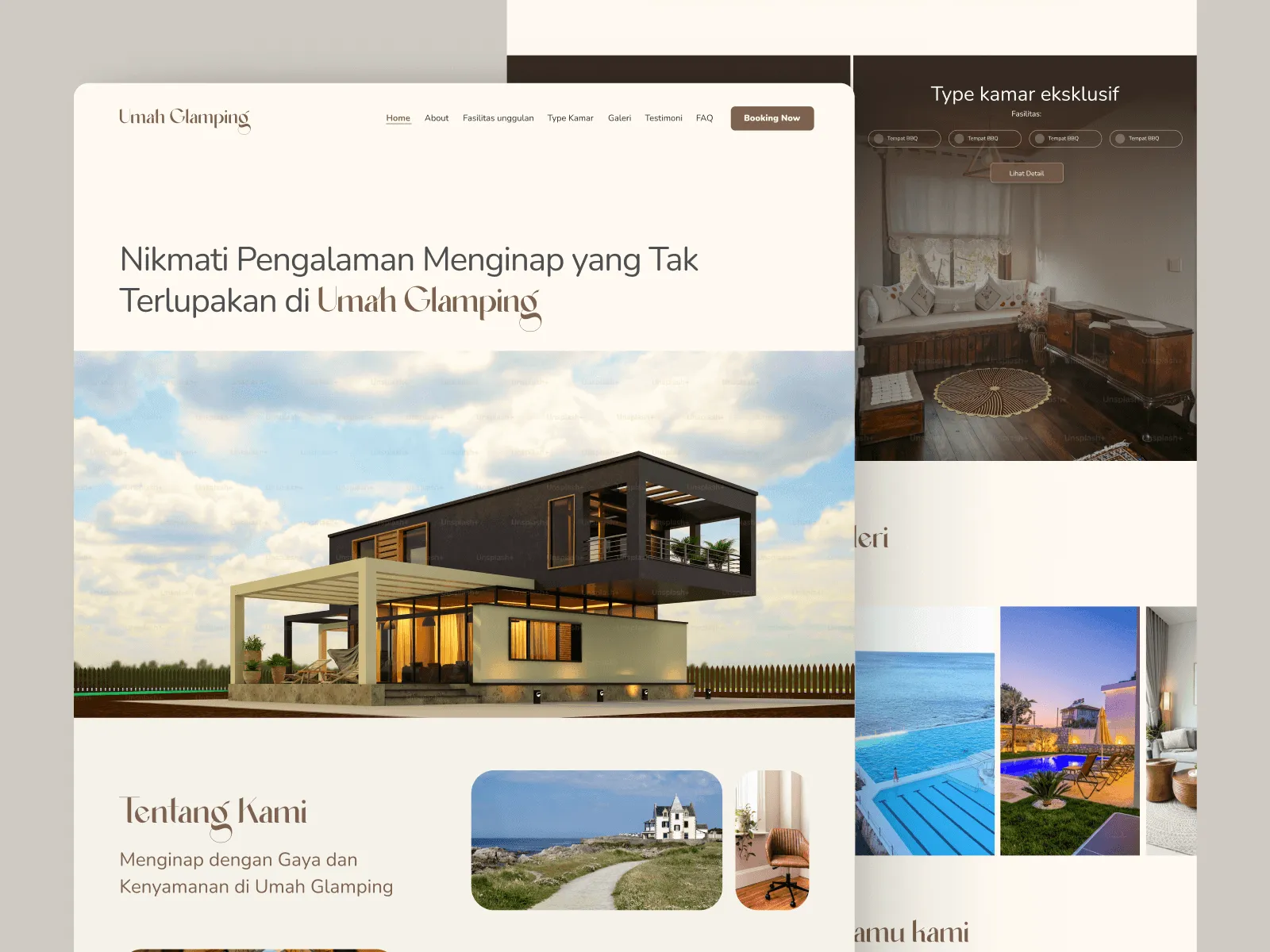 Desain website Umah Glamping — penginapan glamping